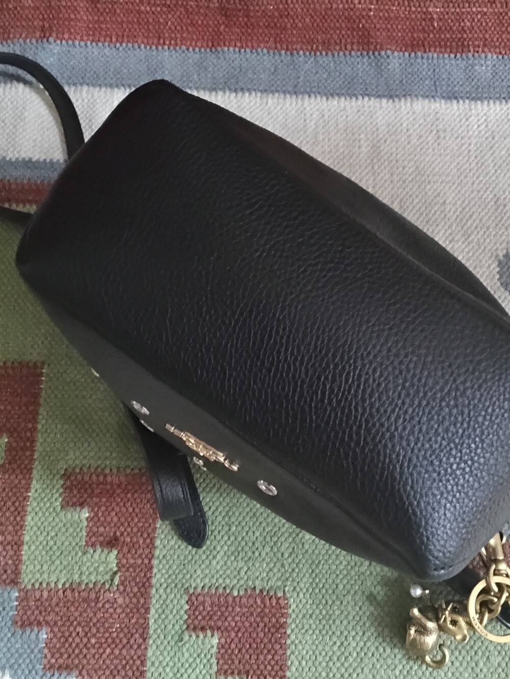Coach Abby Leather Studded Grommet Crossbody Bag With Coach Cat Charm - Picture 11 of 14